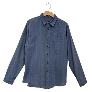 Brixton Shirt Mens Medium Gray Blue Plaid Long Sleeve Casual Preppy Cotton Blend
